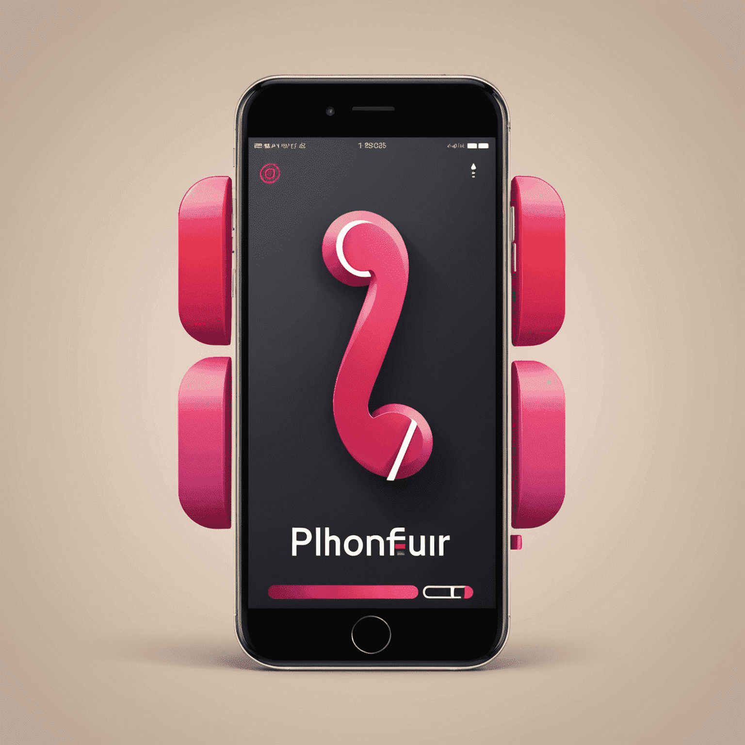 Phonejefur logo featuring a stylized mobile phone icon with red and pink accents