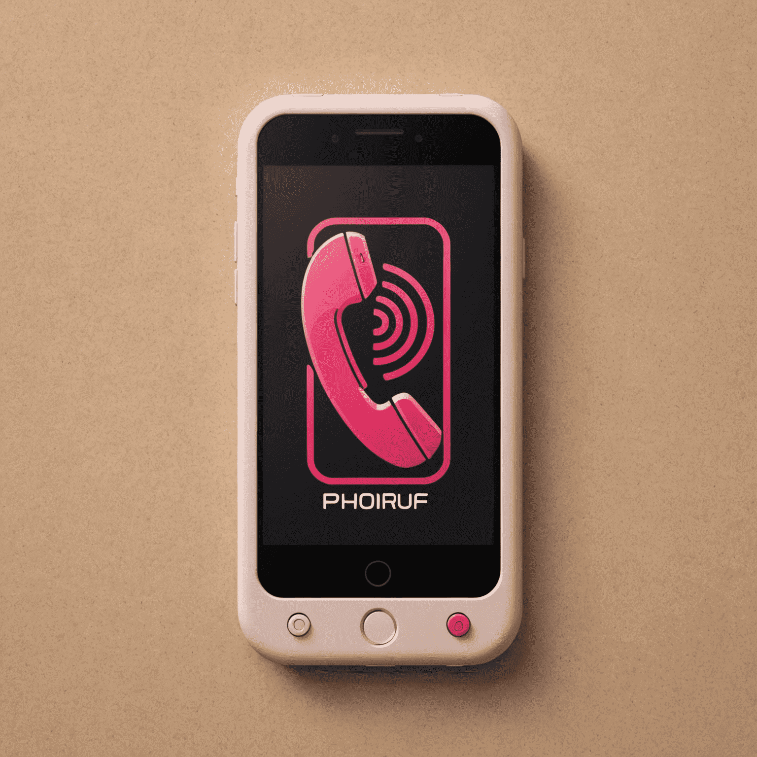 Phonejefur logo featuring a stylized mobile phone icon with red and pink accents