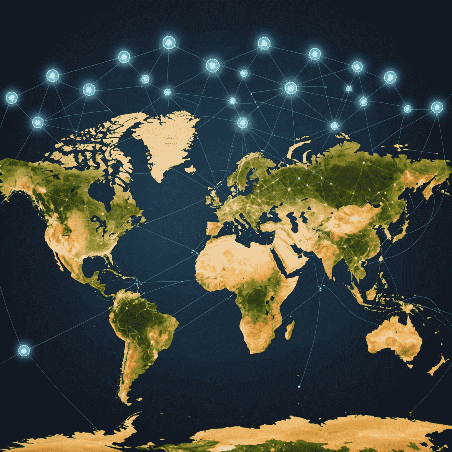 World map with connected points representing global roaming coverage